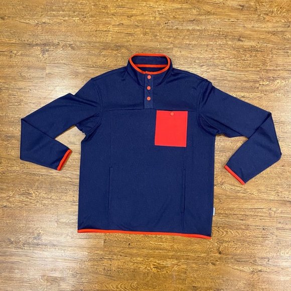 Duluth Trading Co Blue River Falls 1/4 Snap Button Pullover Mock Sweater Men's M - Picture 1 of 12